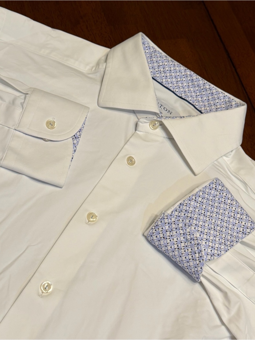 Eton Dress Shirt Mens 43-17 Slim Fit White Button Up Flip Cuff Long Sleeve